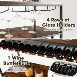 Costway Rustic Wine Rack Table 13 Bottles Wine Bar Cabinet Freestanding With Glass Holder -Costway GUEST fc323432 4583 4c73 9a6a 3b128ea7b8ae