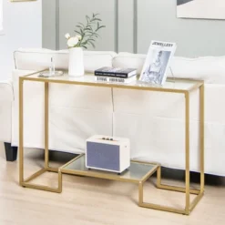 Costway 48'' 2-Tier Console Entryway Behind Couch Table For Living Room Hallway