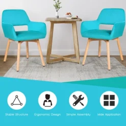 Costway Set Of 2 Modern Accent Armchairs Velvet Fabric Leisure Chairs Club Guest YellowBlue Grey -Costway GUEST fc76381e 3f7a 409d 8de1 31fd54d1dae4