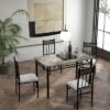 Costway 5 Piece Dining Set Faux Marble Top Table 30'' And 4 Padded Seat Chairs W/ Metal Legs -Costway GUEST fc7ab369 283a 4fac 8340 0036e9212b6b