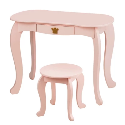 Costway Kids Makeup Dressing Table Chair Set Princess Vanity & Tri-folding Mirror 11 Costway Kids Makeup Dressing Table Chair Set Princess Vanity & Tri-folding Mirror - Image 9