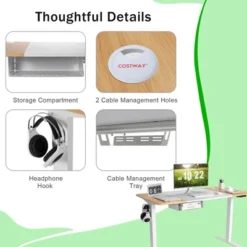 55''x28'' Electric Standing Desk Adjustable Sit To Stand Table W/USB Port WhiteNatural -Costway GUEST fd2e23f6 6359 4f34 b88c ef73e86b6615