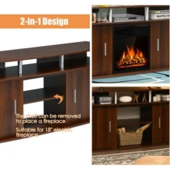 Costway 63'' Fireplace TV Stand W/18'' 1500W Electric Fireplace Up To 70'' Walnut -Costway GUEST fd3781aa 2bed 4796 9ad8 7f3bd0bde5a7
