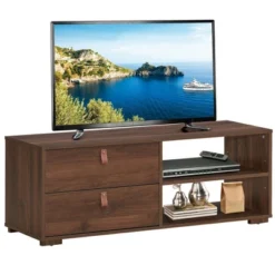 Costway TV Stand Entertainment Media Center Console For TV's Up To 55'' Walnut/Black -Costway GUEST fd5eaa74 3e31 4d23 b96e 14653eaf04ce