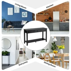 Costway Console Table With Drawer Shelf 2 Tier Sofa Side Accent Table Black -Costway GUEST fd6f4428 3ac7 45d5 a49b 5d89f0357432