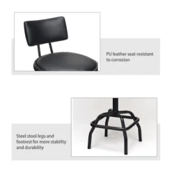 Costway Adjustable Swivel Bar Stool PU Leather Steel Frame Chair W/Backrest&Footrest Low Back -Costway GUEST fd92da79 6536 4f6b 944b 1ca7093c13ac