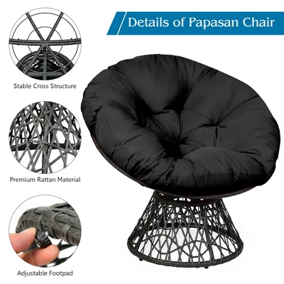 Costway Rattan Papasan Chair Ergonomic Chair 360-degree Swivel Soft Cushion Garden Red BlackGreen 10 Costway Rattan Papasan Chair Ergonomic Chair 360-degree Swivel Soft Cushion Garden Red BlackGreen - Image 8