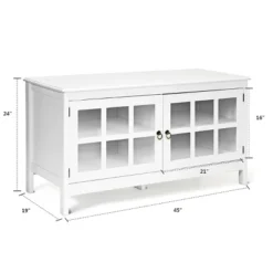 50''TV Stand Modern Wood Storage Console Entertainment Center W/ 2 Doors White
