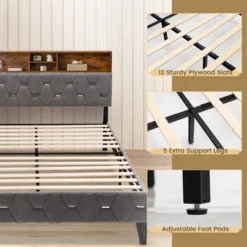 Costway Bed Frame Upholstered Platform Mattress Foundation With Storage Headboard 18 Costway Bed Frame Upholstered Platform Mattress Foundation With Storage Headboard -Costway GUEST fe026c05 9ab8 44d5 ade0 fba8c6335838