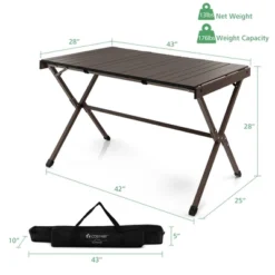 Costway 4-6 Person Portable Aluminum Camping Table Lightweight Roll Up Table Grey/Brown -Costway GUEST fe57a8a0 31dc 479c b973 824d05683561