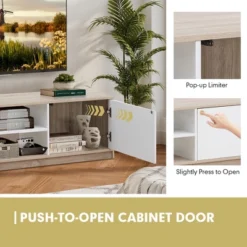 Costway 63'' TV Stand Media Entertainment Center Console W/ Pop-up Door & Open Shelves -Costway GUEST fe8f19ed 4316 4eea 8496 a39772718502