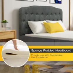 Costway Queen Upholstered Headboard Adjust Button Tufted Faux Linen -Costway GUEST febec3e3 4b2b 4f35 b62c 211e5ea3db87