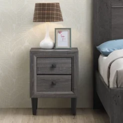 Costway Nightstand W/2 Drawers Multipurpose Retro Grey Bedside Table Fully Assembled -Costway GUEST fef725ee 7463 4d85 a768 b1afa74ac241