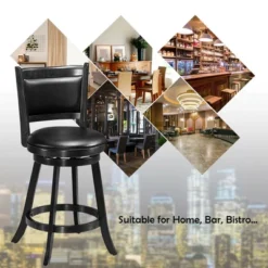Costway 2PCS 24'' Swivel Counter Stool Dining Chair Upholstered Seat Black 15 Costway 2PCS 24'' Swivel Counter Stool Dining Chair Upholstered Seat Black -Costway GUEST ff637b78 3711 4c05 9d84 6f36a5cbea33