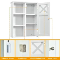Costway Wall-Mounted Cabinet Bathroom Storage 2-Tier Shelf Multipurpose Organizer White -Costway GUEST ff6c6cea d01e 4ecc 8ef2 0eeb4be99605