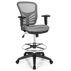 Costway Mesh Drafting Chair Office Chair W/Adjustable Armrests & Foot-Ring 23 Costway Mesh Drafting Chair Office Chair W/Adjustable Armrests & Foot-Ring -Costway GUEST ff6db0b0 fbe2 4577 9484 092391f180ba