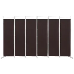 Costway 6-Panel Room Divider Folding Privacy Screen W/Steel Frame Decoration BrownBlack -Costway GUEST ff88ea97 df3b 4a39 b844 cdb2cad2d4f7
