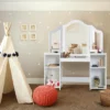 Costway Vanity Table Set Makeup Dressing Kids Girls Study Table Tri Folding Mirror -Costway GUEST ff93e155 223c 4e22 9cc8 ea9f08717c83