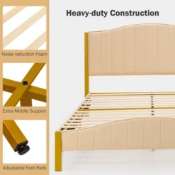 Costway FullQueen Size Upholstered Bed Frame Mattress Foundation Platform Quilted Headboard -Costway GUEST ff9cc68f bb93 402f 9c4f 2ffd3a411e78