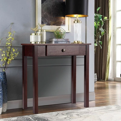 Costway Console Table With Drawer Entryway Hallway Accent Wooden Table Espresso 4 Costway Console Table With Drawer Entryway Hallway Accent Wooden Table Espresso - Image 2