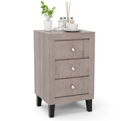 Costway Nightstand Sofa Side Coffee Table With 3 Drawer For Bedroom Living Room Black/Grey/White 13 Costway Nightstand Sofa Side Coffee Table With 3 Drawer For Bedroom Living Room Black/Grey/White - Image 11