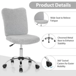 Costway Armless Faux Fur Leisure Office Chair Adjustable Swivel Task Chair 22 Costway Armless Faux Fur Leisure Office Chair Adjustable Swivel Task Chair -Costway GUEST ffabb121 5793 4dfa 9dbd a6cc90aec032