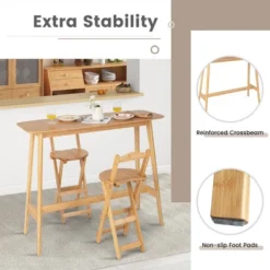 Costway Bamboo Bar Table 48'' High Top Console Dining Pub Table For Narrow Space Natural -Costway GUEST ffbace25 e298 4ee2 ac38 3222e055efa4